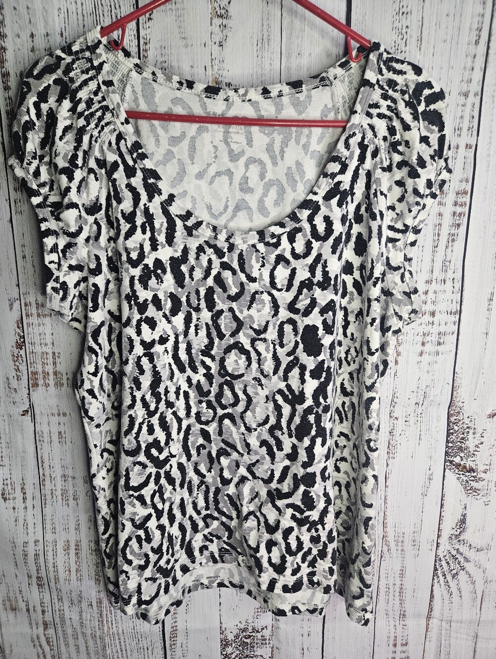 Apt. 9 Leopard Print Scoop Neck Top - Black & White